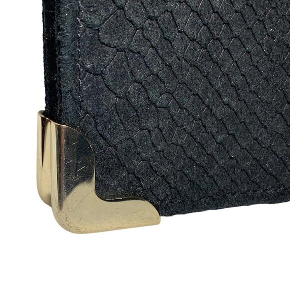ELAINE TURNER Embossed Suede Alligator Pattern Envelope Clutch Bag - Picture 4 of 6